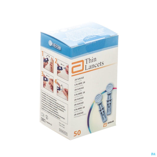 ABBOTT THIN LANCETTES CALIBRE 28G A 50