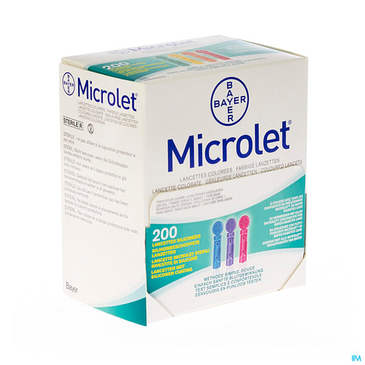 BAYERS MICROLET LANCETTES COLOREES A 200