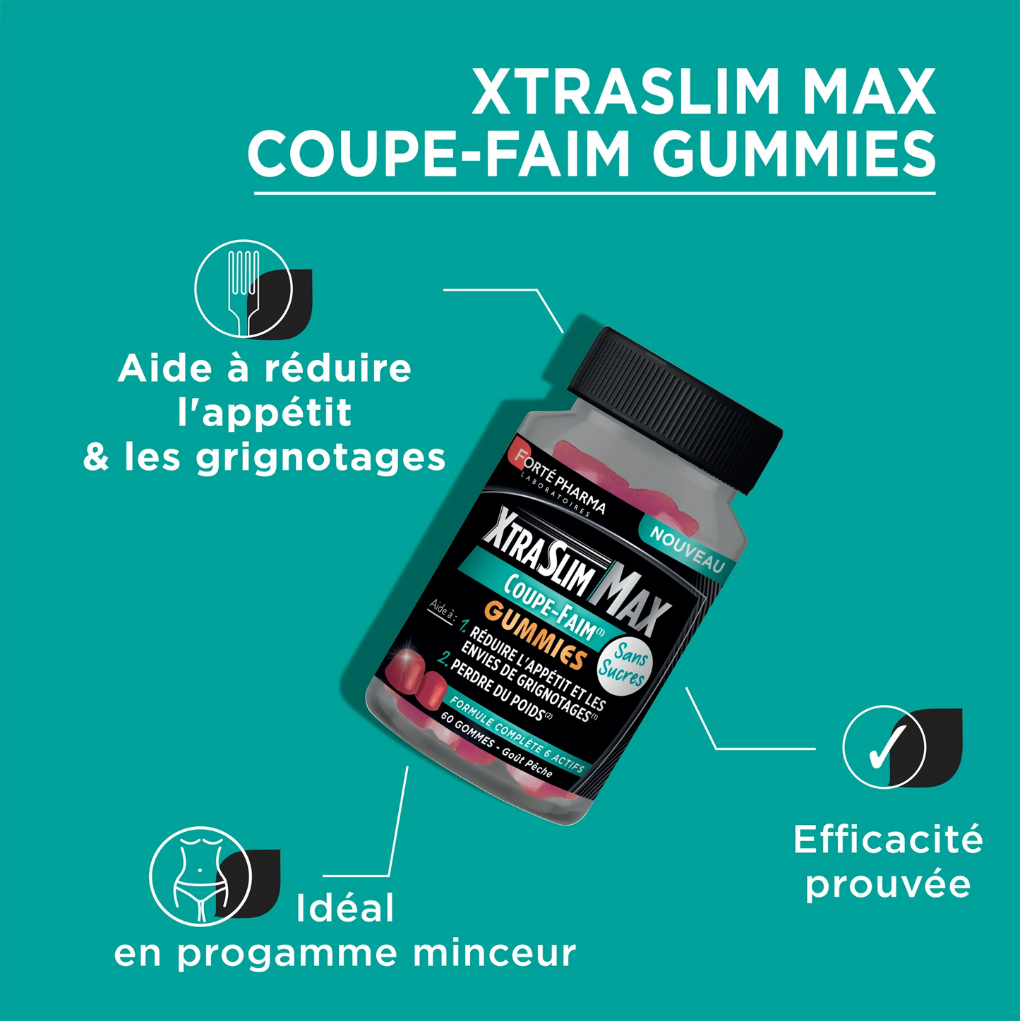 XTRA SLIM MAX GUMMIES COUPE-FAIM A 60