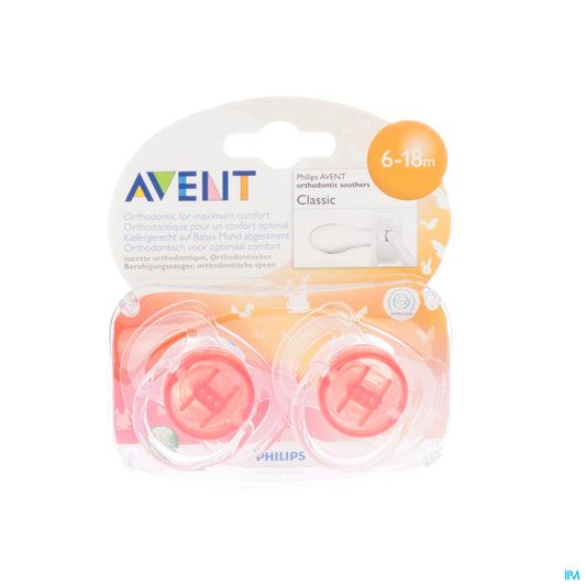AVENT 2 SUCETTES SILIC TRANSP +6 MOIS