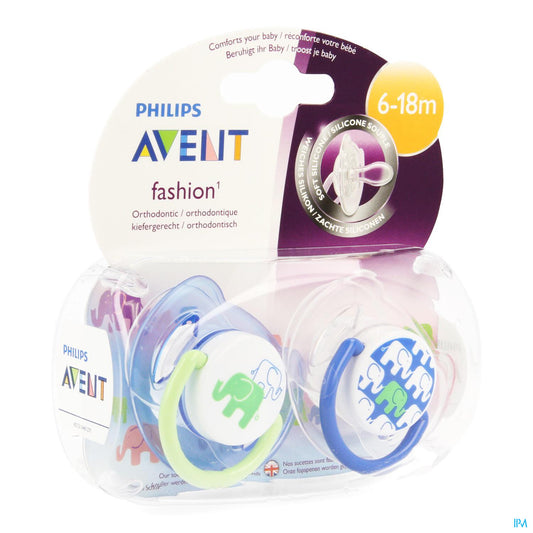 AVENT 2 SUCETTES SILIC ELEPHANT 6-18M