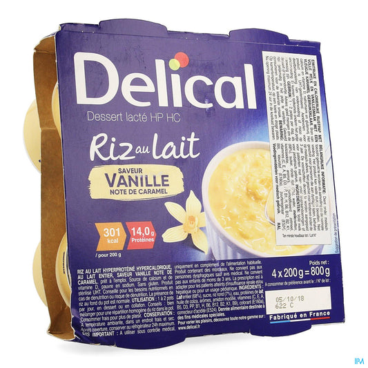 DELICAL RIZ AU LAIT VANILLE 4*200 ML