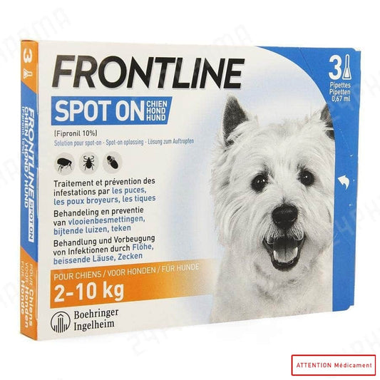 FRONTLINE SPOT ON CHIEN S 2-10 KG A 3