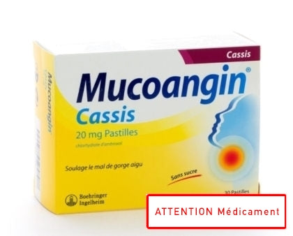 Mucoangin Cassis Past A Sucer 30x20mg
