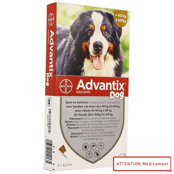 ADVANTIX 600/3000 CHIEN 4*6 ML