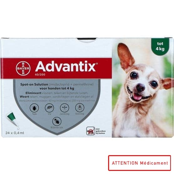 ADVANTIX 40/200 SPOT ON CHIEN 24*0,4 ML