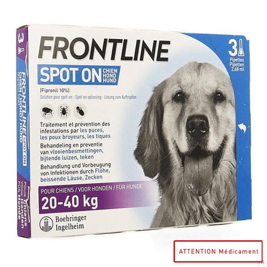FRONTLINE SPOT ON CHIEN L 20-40 KG A 3