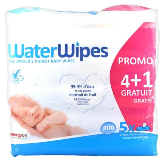 WATER WIPES 5*60 LINGETTES (4+1 GRATUITE)