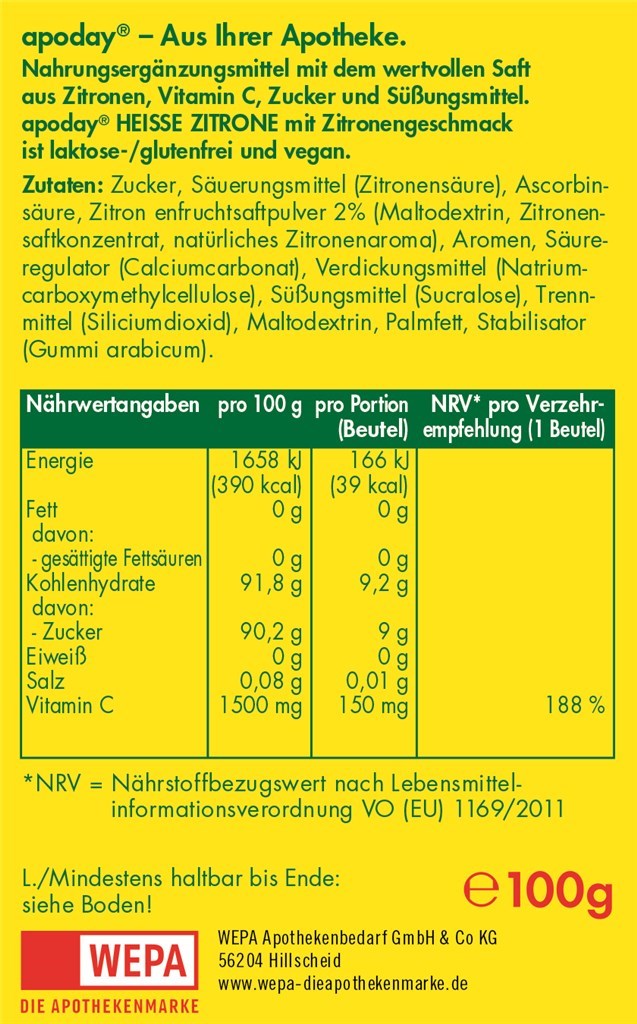 APODAY HEISSE ZITRONE 10 * 10 G