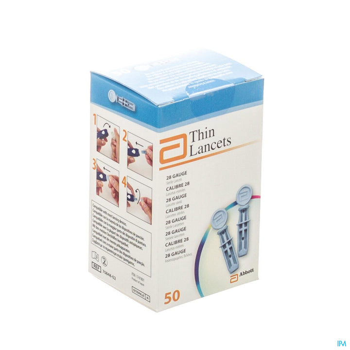 ABBOTT THIN LANCETTES CALIBRE 28G A 50