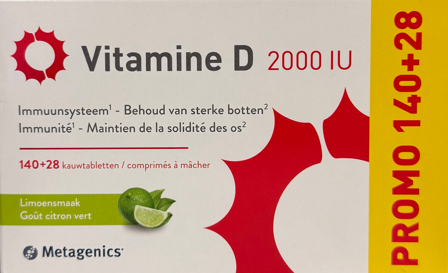 Metagenics Vitamine D 2000IU Citron Vert 168 Comprimés À Mȃcher