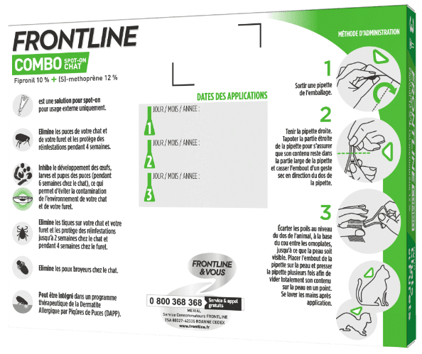 FRONTLINE COMBO SPOT ON CHAT 3 PIP VET