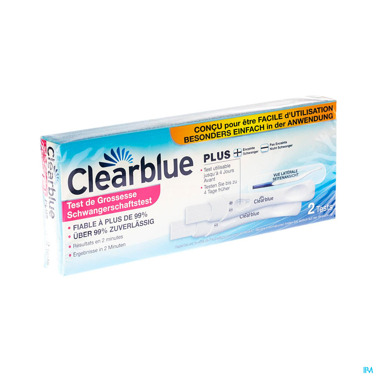 CLEARBLUE PLUS 2 TESTS DE GROSSESSE