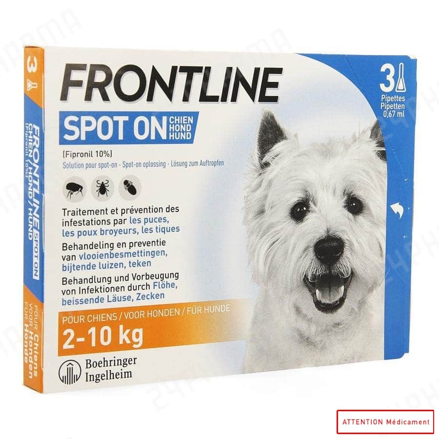 FRONTLINE SPOT ON CHIEN S 2-10 KG A 3