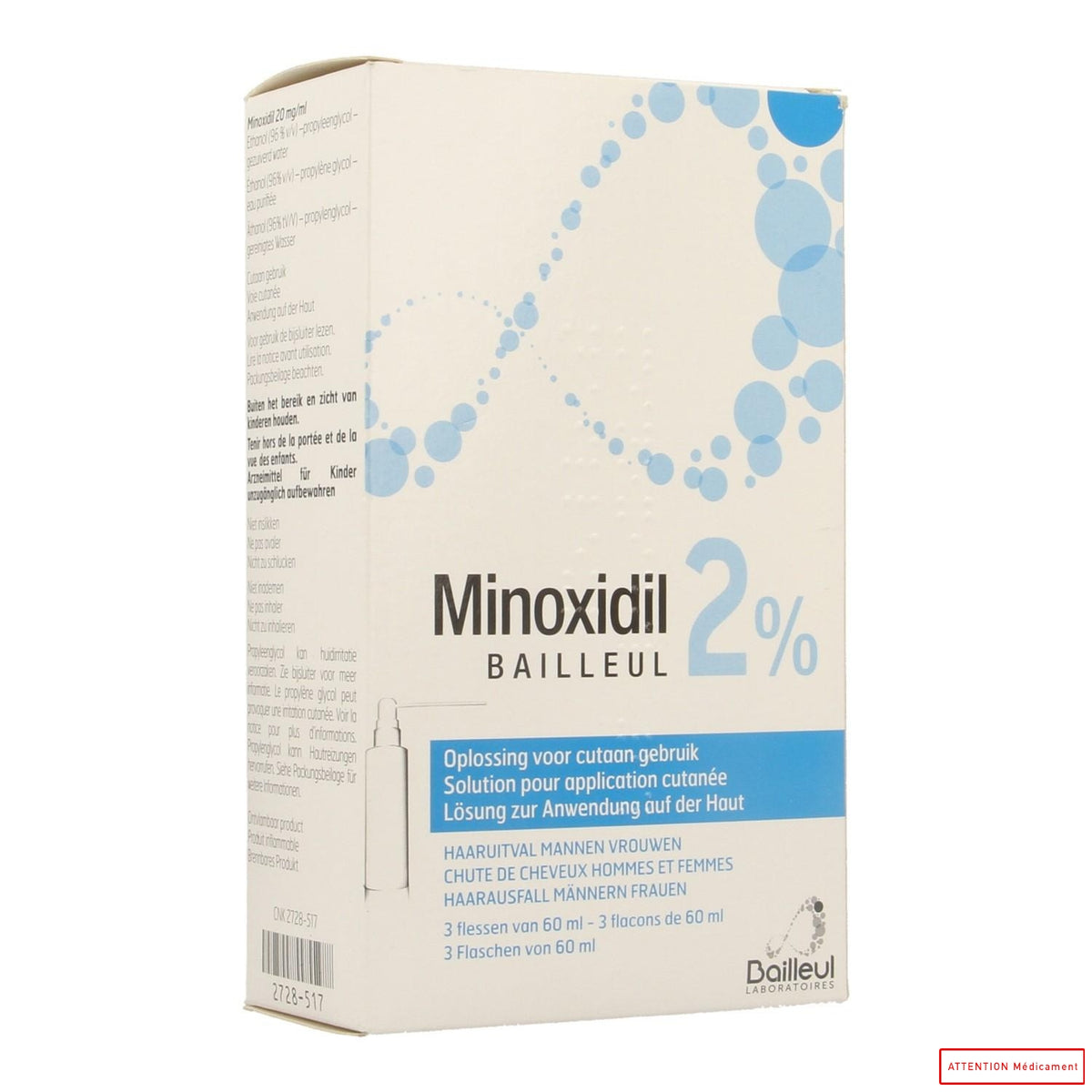 MINOXIDIL BAILLEUL 2% 3*60 ML