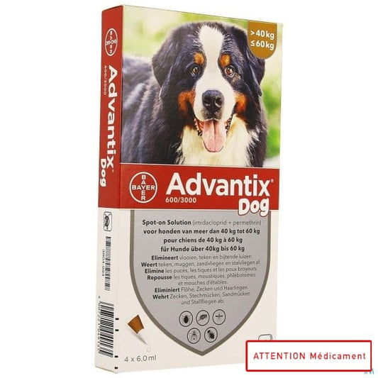 ADVANTIX 600/3000 CHIEN  4*6 ML