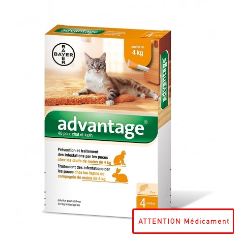 ADVANTAGE 40 CHAT &lt; 4 KG 4*0,4 ML