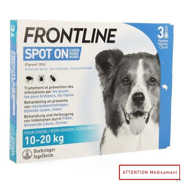 FRONTLINE SPOT ON CHIEN M 10-20 KG A 3