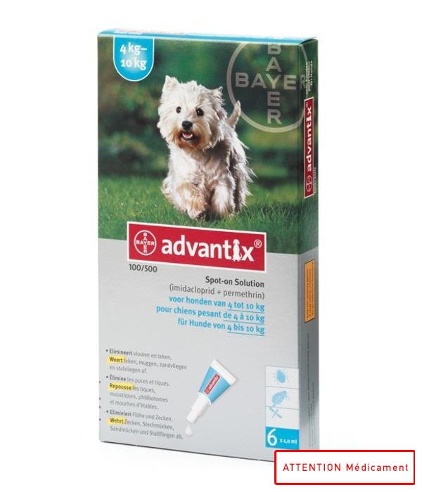 ADVANTIX 100/500 SPOT ON HUND 6*1 ML mapharmacie.lu